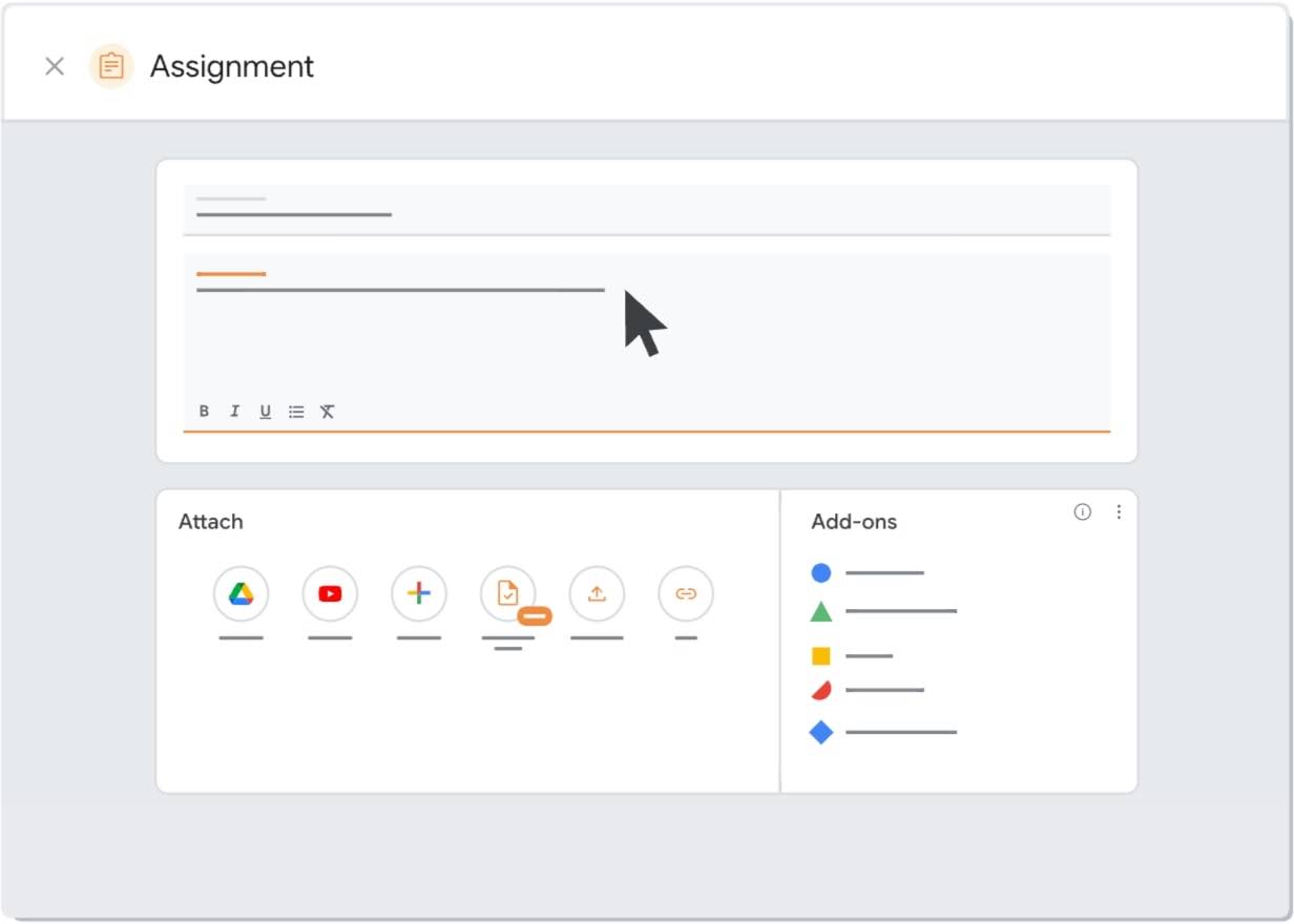 Looping video of Google Classroom interface showing how to find and add an add-on