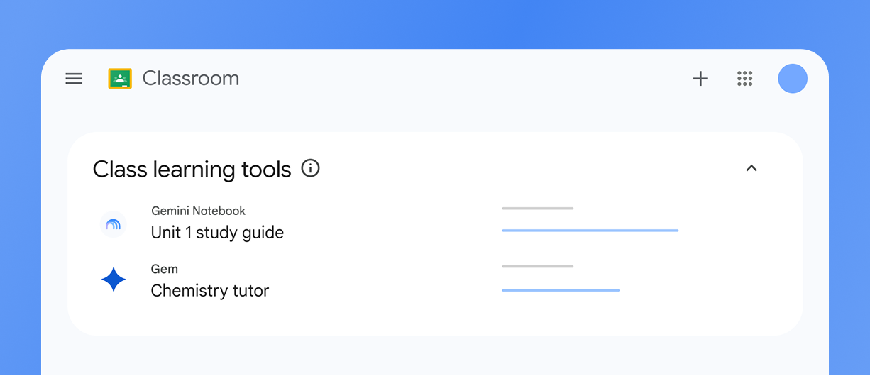 An example of a Google Classroom user interface displaying AI tools